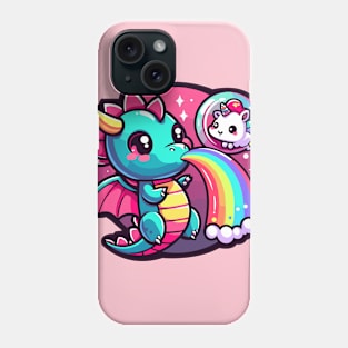 Rainbow Serenade: Baby Dragon's Magical Duo Phone Case