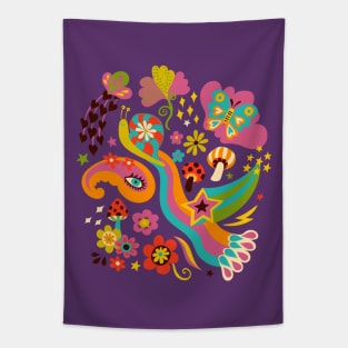 Psychedelic 70s disco tripping - fun retro design by Cecca Designs Tapestry