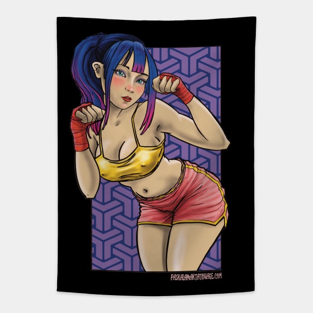 fighter girl Tapestry by Paskalamak