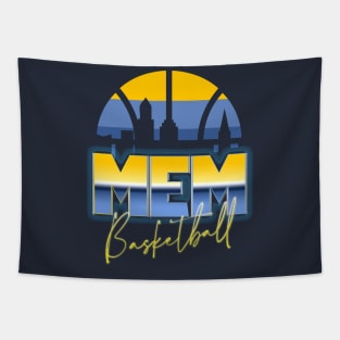 Memphis Basketball Retro 90s Chrome Skyline Tapestry