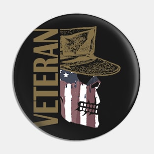 Veteran Painted American Flag Military Skull Pin