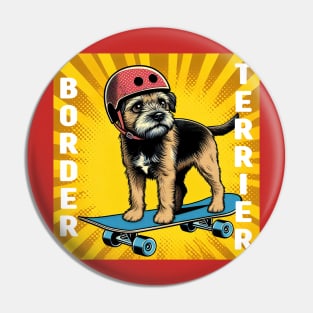 Border Terrier on a skateboard Pin