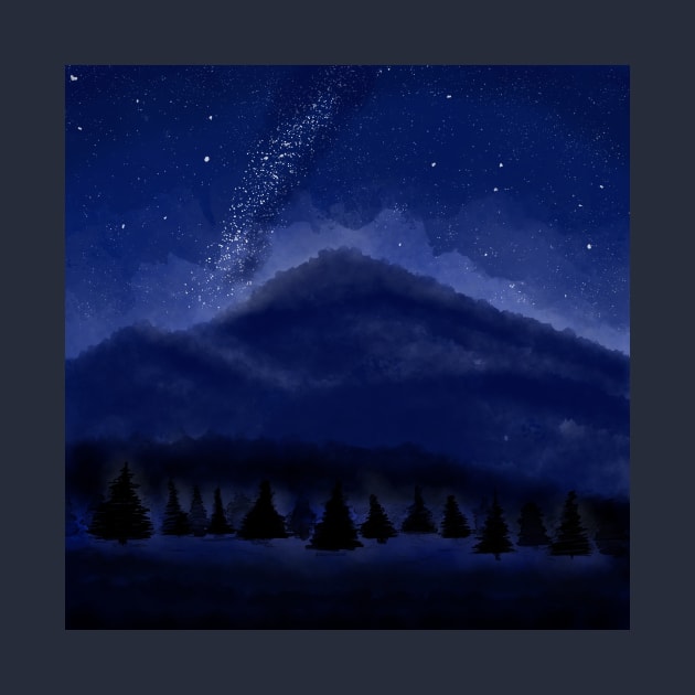 Cut Night art galaxy mountains and forest by AnabellaCor94