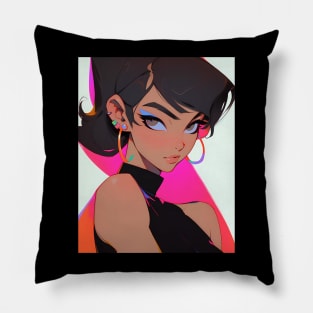 Feisty Fashionista - Pop Art Portrait - AI Pillow