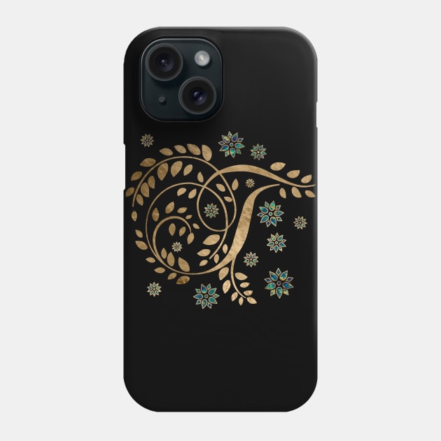 Luxury Golden Calligraphy Monogram with letter T Phone Case by Nartissima