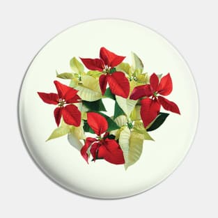 Circle of Red and Yellow Poinsettias Pin