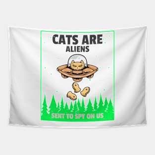 Funny Cat Aliens Tapestry