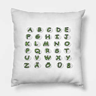 German alphabet. Letters. Back to school soon. Teaching children. Younger students. Pillow