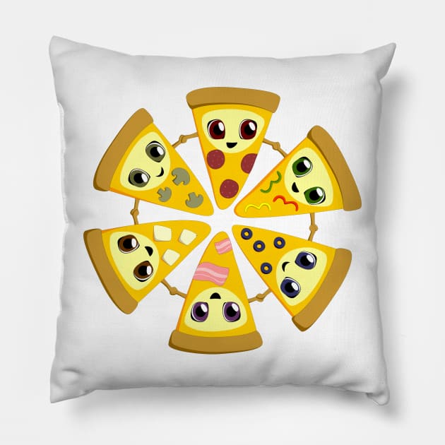 Happy Pizza Pillow by Kacica