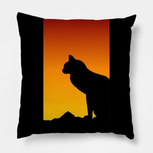 Sunset Cat Housecat - Cat Lover - Cat Lady Cat Dad Cat Gift Pillow