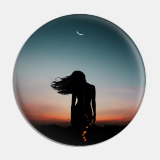 silhouette woman in night sky Pin