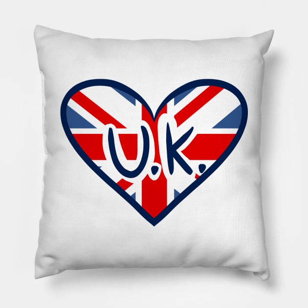 I Heart the UK Pillow by Kelly Louise Art