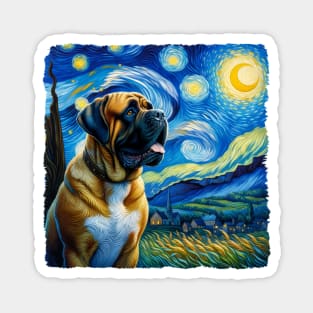 Starry Bullmastiff Dog Portrait - Pet Portrait Magnet