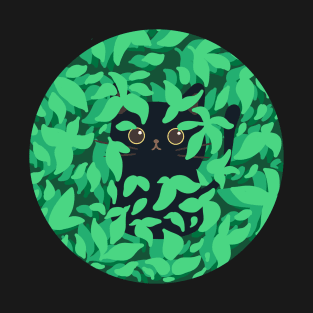 kawaii cat surrounded by leaves T-Shirt