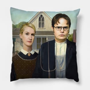 Dwight and Angela (American Gothic) Pillow