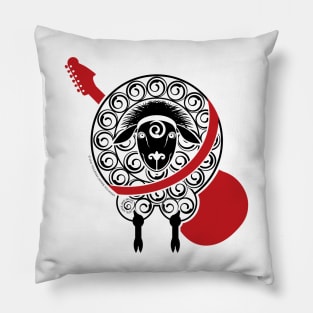 Red guitar sheep Pillow