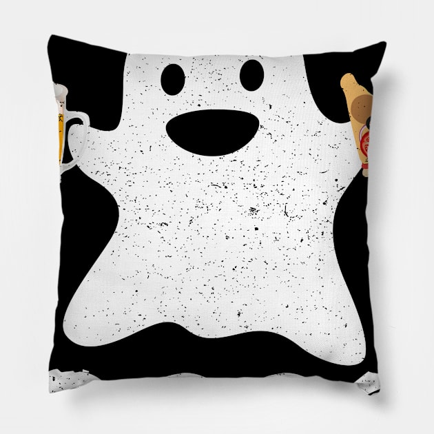 I'm just here for the boos Funny Beer Pizza Lover Halloween Pillow by foxmqpo