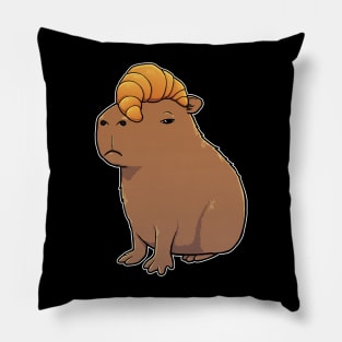 Capybara with a Croissant on its head Pillow