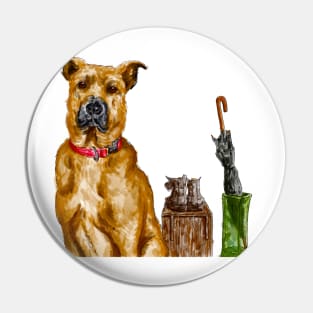 Black mouth cur dog breed drawing Pin