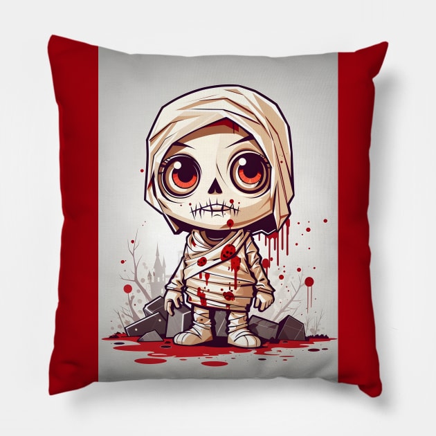 Cute Halloween Mummy Pillow by ginkelmier