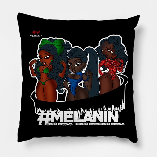 Drippin Melanin Queens Pillow by ajayegraphics