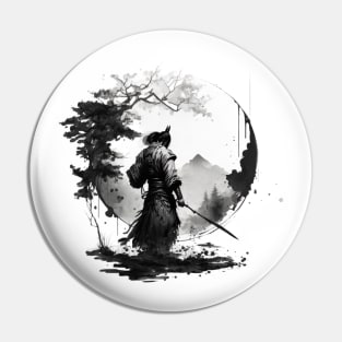 Sumi-e art samurai Pin