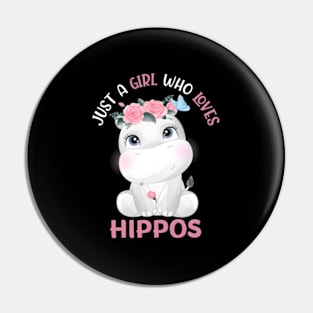 Hippopotamus Just A Who Loves Hippos Flower Floral Pin