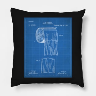 Toilet Paper Patent - Bathroom Art - Blueprint Pillow