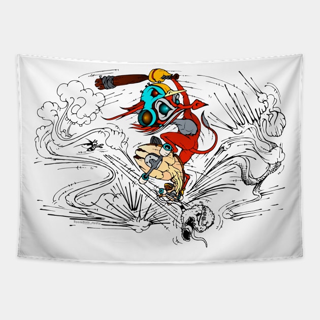 skater fox attack 1 Tapestry by roombirth