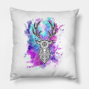 water-color Deer Head Pillow