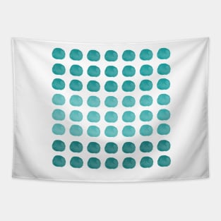 Mint Green Watercolor Cute Happy Polka Dots Art Tapestry