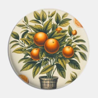 Orange Vintage Botanical Pin