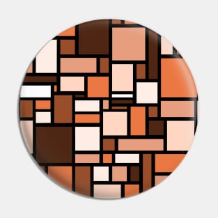Orange Brown Square and Rectangle Geometric Patterns - Disco Vibes Pin