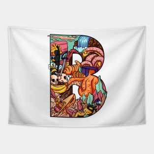 Initial Letter B doodle art Tapestry