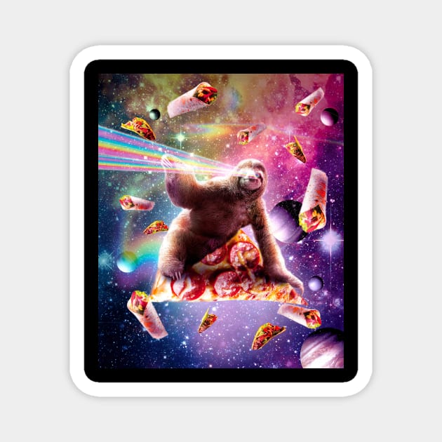 Space Pizza Sloth - Rainbow Laser Magnet by Random Galaxy