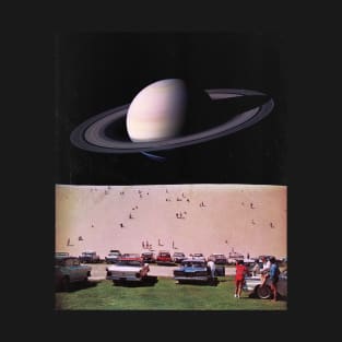 Saturn Dunes - Space Aesthetic Collage, Retro Futurism, Sci-Fi T-Shirt