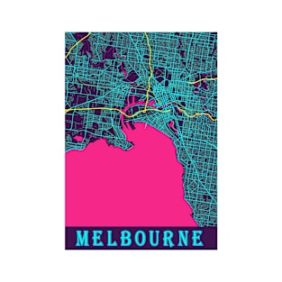 Melbourne Neon City Map T-Shirt