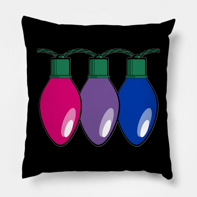 Bisexual Pride Christmas Lights Pillow by wheedesign