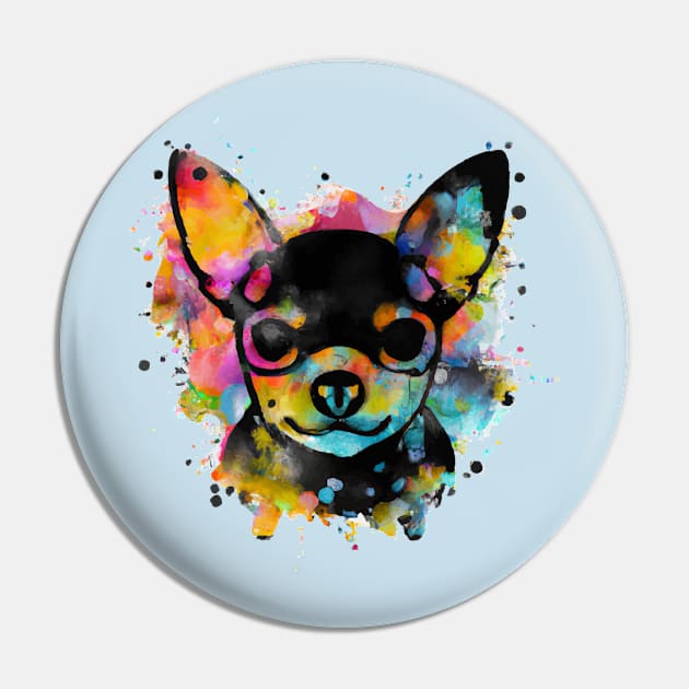 Cute Chihuahua Puppy Dog Colorful Artwork Pin by Furrban