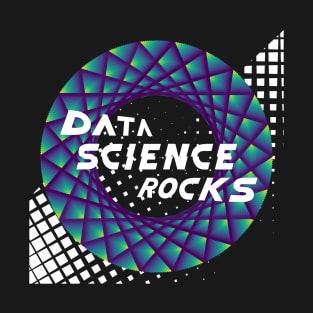 Data Science Rocks | Retro Checkered Flag Racing Logo Blue Green Yellow T-Shirt