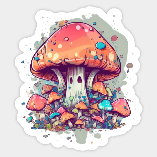 Mushroom Forest Slim Sticker, Girl