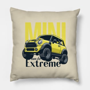 Car mini retro offroad extreme yellow Pillow