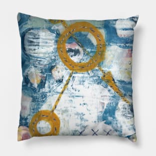 Art Acrylic artwork abstract mix media stitches Pillow