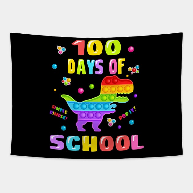 Happy 100 Days Of School And Still Poppin It 100th Day T rex Tapestry by medrik