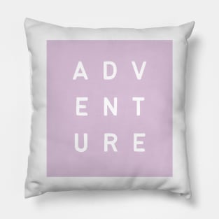 Adventure Minimalist Text Design in Light Pink Pillow