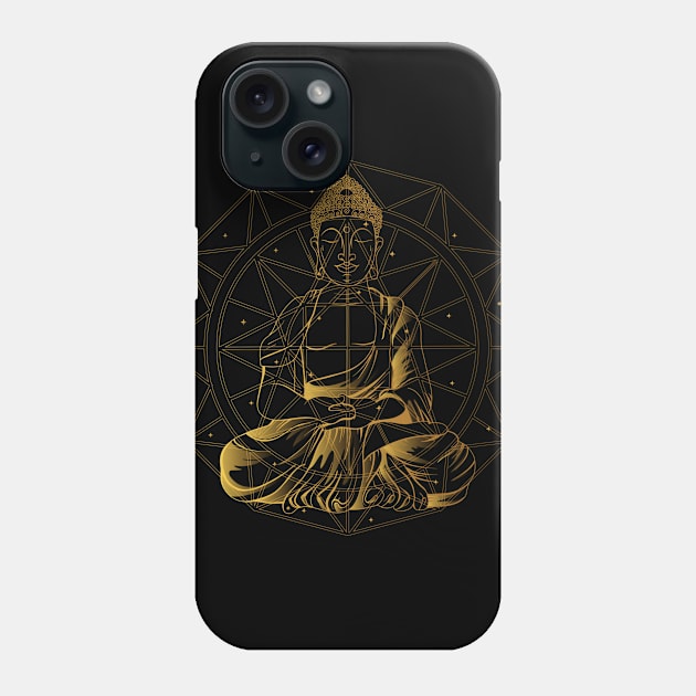 Golden Buddha With Mandala Phone Case by JFDesign123