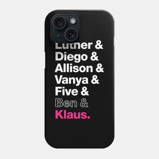 The Members of the Umbrella Academy - White, Clear, Pink Phone Case