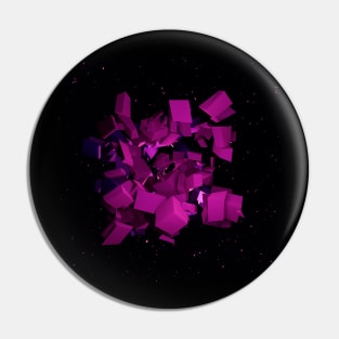 Cube Explosion Space Art Purple Pin