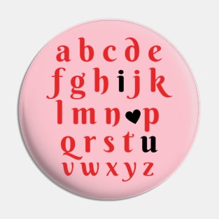 I Love You Alphabet Letters Valentines Day Pin