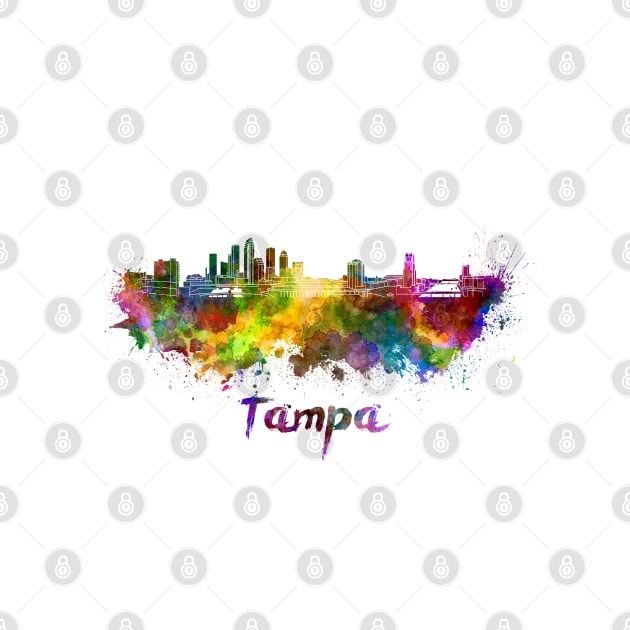 Tampa skyline in watercolor by PaulrommerArt